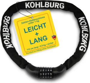 Langes Kettenschloss 115cm mit Zahlenkombination für E-Bike und Fahrrad