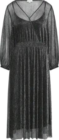 Langes Meshkleid mit Glitzergarn und Smok-Detail