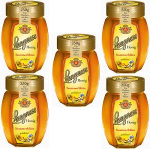 Langnese Honig, Langnese Honig Sommerblüten goldklar süß und fein 250g 5er Pack