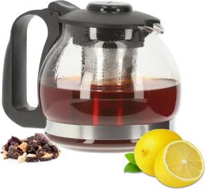 Lantelme Teekanne Glas 1,25 Liter mit Sieb Kanne Deckel Borosilikatglas Glaskanne Tee, (1-St), mit Edelstahl Teesieb, aus Borosilikatglas, mit Griff und Deckel