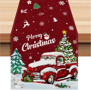 LAPAPRO Tischläufer Weihnachtlicher Tischläufer aus Leinen, festliche Tischdekoration