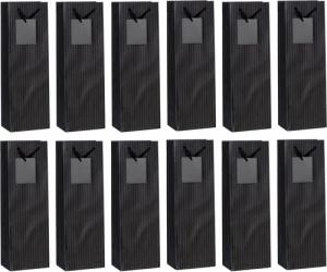 laro Geschenkbox Geschenktüten mit Henkel Flaschentüten Eleganz Schwarz 12-96stk (12 St)