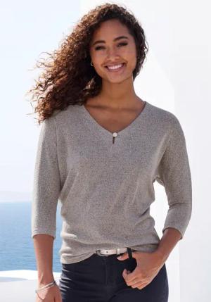 LASCANA 3/4-Arm-Shirt Damen silbergrau Gr.40/42