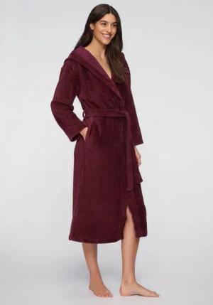 LASCANA Bademantel Damen dunkelrot Gr.M/36