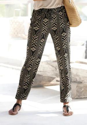 LASCANA Jerseyhose Damen schwarz-creme-bedruckt Gr.40