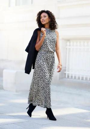 LASCANA Jerseykleid Damen schwarz-beige-bedruckt Gr.40