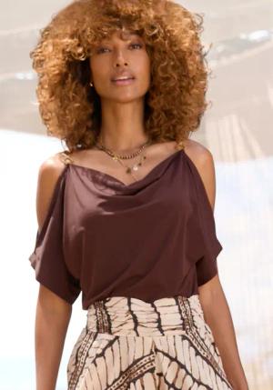 LASCANA Kurzarmshirt Damen braun Gr.44/46