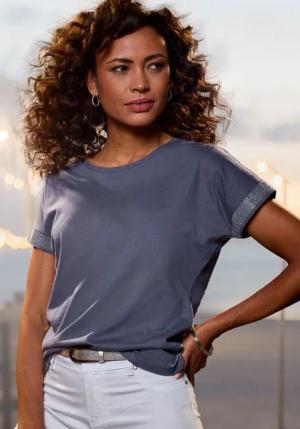 LASCANA Kurzarmshirt Damen navy Gr.40/42