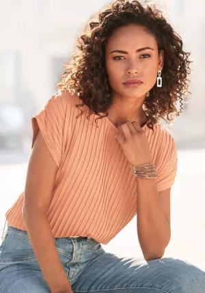 LASCANA Kurzarmshirt Damen peach Gr.44/46