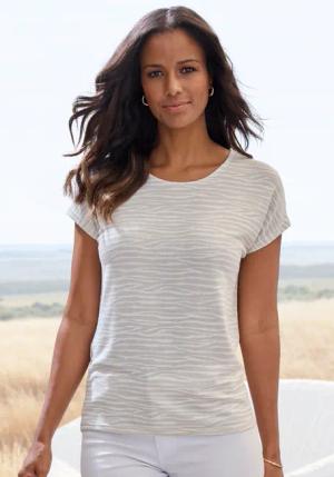 LASCANA Kurzarmshirt Damen sand Gr.36/38