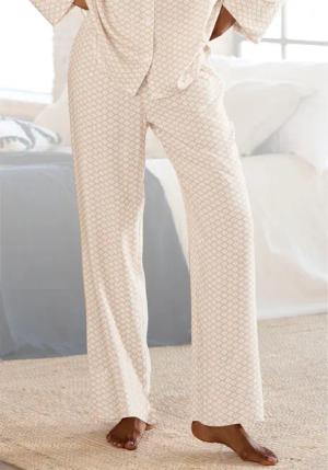 LASCANA Pyjamahose Damen beige-weiß-gemustert Gr.46