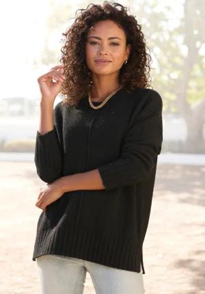 LASCANA Rundhalspullover Damen schwarz Gr.40/42