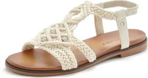 LASCANA Sommerschuh, offener Schuh, Pantolette, Sandale in trendiger Häkeloptik, Glitzerdetails und elastischen Riemchen