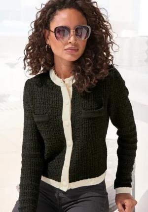 LASCANA Strickjacke Damen schwarz-creme Gr.40/42
