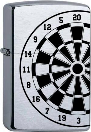 Lasernauten Feuerzeuge Zippo Feuerzeug mit Gravur Dartscheibe Chrome Brushed Dart Dartboard, Benzinfeuerzeug