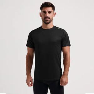 Laufshirt Kurzarm Herren Atmungsaktiv Sport-T-Shirt Schwarz