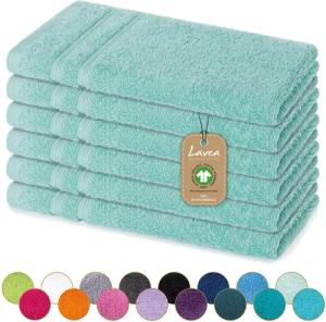 Lavea Gästehandtuch Bali Gästetücher 30x50 cm, Gästetuch, Gästehandtücher klein, Weiches Bio-Baumwollfrottee (Set, 6-St), Handtuch, Gästehandtuch-Set, GOTS-zertifiziert, 500g/m²
