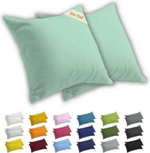 Lavea Kissenbezug 2er Set Kissenhülle Jersey, 100% Baumwolle, Kissenbezüge, (2 Stück), allergikerfreundlich - sicherer YKK-Reißverschluss - waschbar 60°C