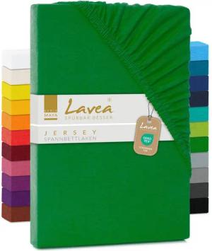 Lavea Spannbettlaken Bettlaken Maya, 180x200cm, 200x200cm, 140x200cm, 160x200cm, 100% Baumwolle Jersey, Gummizug: rundum, (1 Stück), für Matratzen, Topper, Boxspring- und Wasserbetten, weich, langlebig
