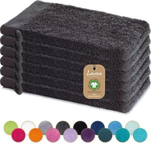 Lavea Waschhandschuh Bali Waschlappen 16x22 cm, Weiches Bio-Baumwollfrottee (Set, 6-St), pflegeleicht, GOTS-zertifiziert, extra saugstark mit 500g/m²