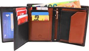 L&B Geldbörse Nappaleder Bi-Color Portemonnaie, mit RFID-Schutz >288< Geldbeutel, Druckknopffach & Reißverschlussfach + 10 Kartenfächer & 2 Sichtfächer