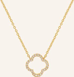 Leaf Halskette CLOVER aus 18 Karat Gelbgold mit Diamanten