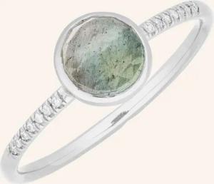 Leaf Ring LABRADORIT aus 14 Karat Weißgold mit Diamanten