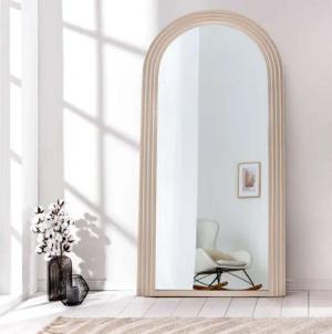 LebensWohnArt Wandspiegel Design Rundbogen Spiegel 160x80cm FORMOSA greige Wandspiegel