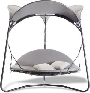 Leco Gartenliege Luxus-Schaukelbett "Mareike", mit Sonnendach, Polsterauflagen und Kissen (grau)