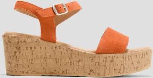 Leder-Sandalen mit Keilabsatz