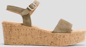 Leder-Sandalen mit Keilabsatz