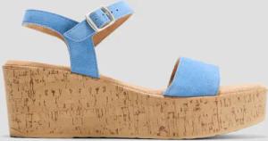 Leder-Sandalen mit Keilabsatz