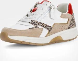 Leder-Sneaker mit Reißverschluss - weiß / beige / rot - Gr. 5,5 von Goldner Fashion