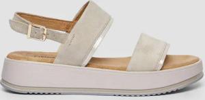 Ledersandalen mit Kontrast-Detail und Plateausohle