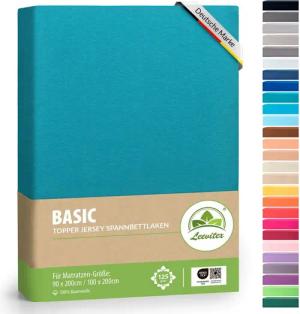leevitex® Spannbettlaken für Topper – weich, anschmiegsam, pflegeleicht & ideal zum Wohlfühlen, Gummizug: Rundum-Gummizug, 100 % Baumwolle, 18 cm Steghöhe