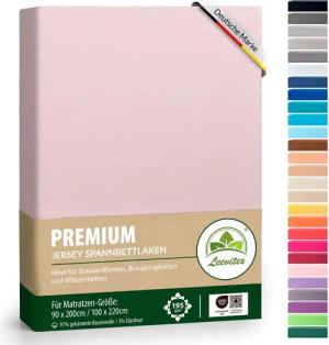 leevitex® Spannbettlaken Premium Spannbettlaken, 97% Mako-Jersey-Baumwolle und 3% Elasthan, Gummizug: rundum, blickdicht, Anti-Pilling, 97% Baumwolle, 3% Elasthan, 40 cm Steg