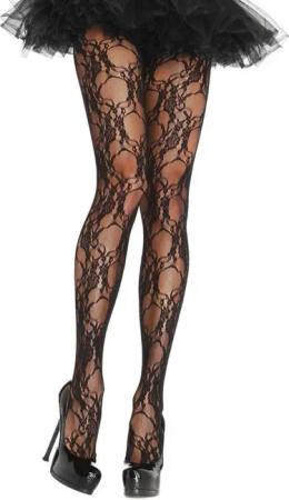 Leg Avenue Feinstrumpfhose Spitzen Strumpfhose - für Halloween Kostüm Damen Sinnlich verführerisches Accessoire, das Stil und Eleganz vereint