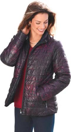 Leicht wattierte Jacke mit effektvollem Druck - pink / schwarz / gemustert - Gr. 46 von Goldner Fashion