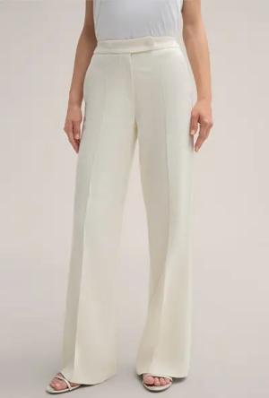 Leinenmix-Marlene-Hose mit Fischgratmuster in Offwhite
