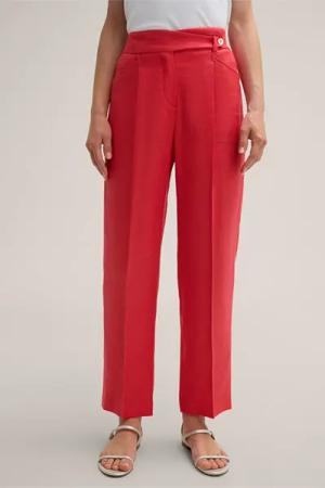 Leinenstretch-Bundfaltenhose in Rot