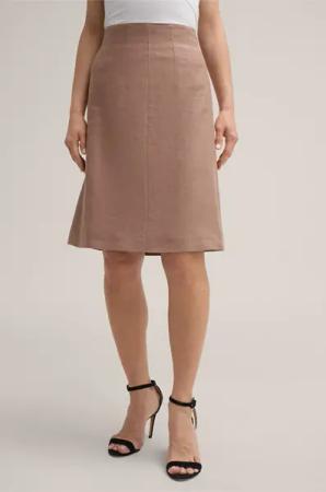 Leinenstretch-Rock in A-Linie in Braun