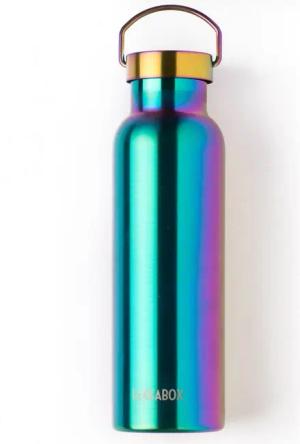 LEKKABOX Trinkflasche Edelstahl Trinkflasche, 600ml - Kinder Wasserflasche, auslaufsicher, Deckelunterseite aus Edelstahl und isoliert. Jedes Stück ein Unikat!