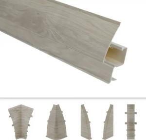 Lemal Sockelleiste, PVC Fußleisten 60x26mm mit Kabelkanal - (Endkappe rechts) Holzoptik Ecken Verbinder Außen Innen