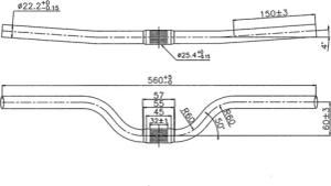 Lenker 620 mm 25,4 mm