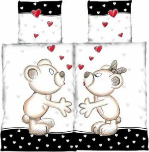 Leonado Vicenti Bettwäsche Partnerbettwäsche Mikrofaser 135x200 cm 4 teilig, Microfaser, 4 teilig, Partnerbettwäsche mit Bärchen und Herzen