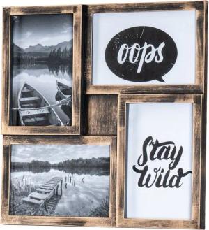 Levandeo® Bilderrahmen Collage, Bilderrahmen 4 Fotos 10x15cm Foto Aufsteller Kupfer Schwarz