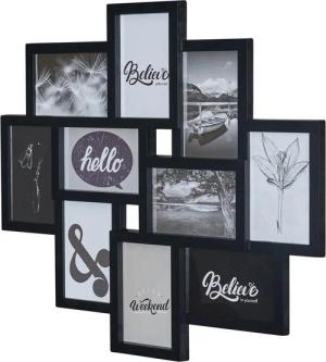 Levandeo® Bilderrahmen Collage, Bilderrahmen Schwarz 10 Fotos Fotogalerie Fotocollage 3D Optik