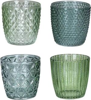 Levandeo® Teelichthalter, 4er Set Windlicht H7,5cm Glas Grün Teelichthalter Tischdeko Kerzen