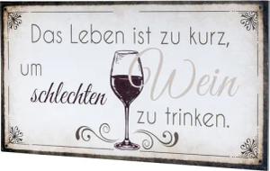 Levandeo® Wandbild, Wandbild 40x20cm Wein Spruch Küche Küchendeko Deko Wandschild Bild