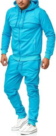 L.gonline Freizeitanzug Herren Jogginganzug, Freizeitanzug, Hausanzug 586 (Kapuzenjacke mit Reißverschluss, Hose, 2-tlg), Fitness Freizeit Casual